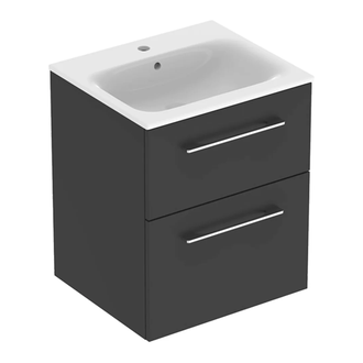 Тумба с раковиной Geberit Selnova Square slim rim 55 см, лава матовая (501.233.00.1)
