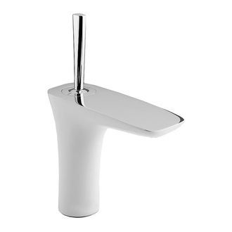 Смеситель для раковины, однорычажный Hansgrohe PuraVida (цвет - хром/белый), с донным клапаном Push-Open (15070400) фото 1 Aquada.com.ua