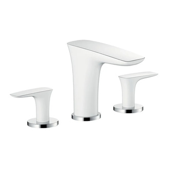 Смеситель для раковины Hansgrohe PuraVida (цвет - хром/белый),с донным клапаном (15063400) фото 1 Aquada.com.ua