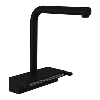 Смеситель для кухни Hansgrohe Aquno Select 250 2jet, sBox (цвет - чёрный матовый), с вытяжным душем (73830670) фото 1 Aquada.com.ua