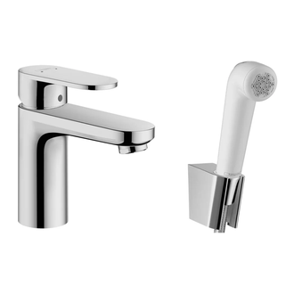 Смеситель для раковины 100 Hansgrohe Vernis Blend (цвет - хром), с гигиеническим душем (71215000) фото 1 Aquada.com.ua