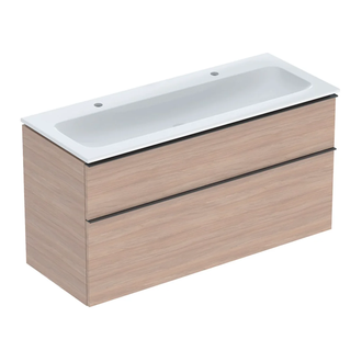 Тумба с раковиной Geberit iCon slim rim 120 см, корпус и фасад - дуб / ручки - лава мат 502.338.JH.1
