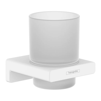 Стакан для жидкого мыла подвесной Hansgrohe AddStoris, белый матовый/стекло матовое (41749700) фото 1 Aquada.com.ua