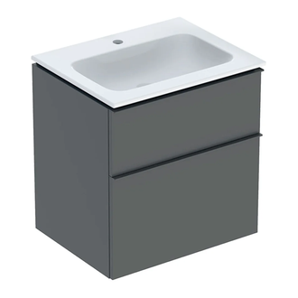 Тумба с раковиной Geberit iCon slim rim 60 см, корпус и фасад - лава мат / ручки - лава мат 502.335.JK.1