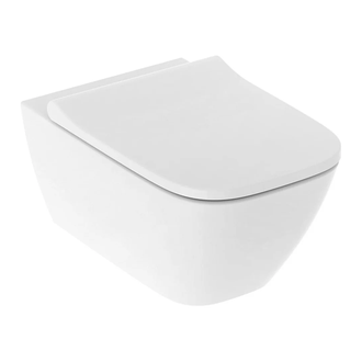 Унитаз подвесной Rimfree (безободковий) Geberit Smyle Square с сиденьем Soft Close (500.683.00.2) фото 1 Aquada.com.ua