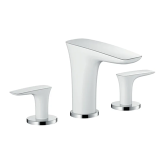 Cмеситель для раковины Hansgrohe PuraVida (цвет - хром/белый), с донным клапаном Push-Open (15073400) фото 1 Aquada.com.ua