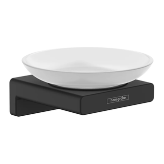 Мыльница подвесная Hansgrohe AddStoris, чёрный матовый/стекло матовое (41746670) фото 1 Aquada.com.ua