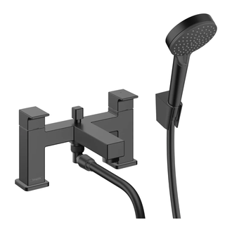 Смеситель на борт ванны Hansgrohe Vernis Shape (цвет - чёрный матовый), с душевым гарнитуром (71462670) фото 1 Aquada.com.ua