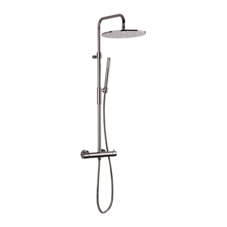 Душова система Paffoni Light, з термостатом, верхня лійка 300 мм, Brushed Black Nickel (ZCOL646KLIQNKNSP)