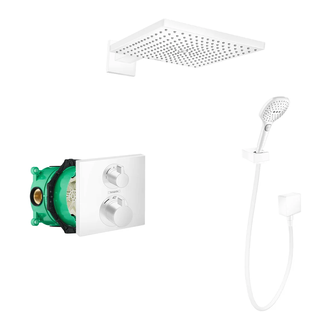 Душова система прихованого монтажу з термостатом на 2 споживачі Hansgrohe Raindance/Ecostat Square (колір - білий матовий) 1571426238WH