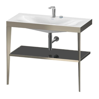 Металлическая консоль с раковиной c-bonded Duravit XViu 100 х 48 х h85 см, матовое шампанское/чёрный глянцевый (XV4716EB140) фото 1 Aquada.com.ua