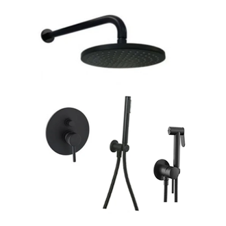Душевая система скрытого монтажа Paffoni Shower Ø 225 мм + гигиенический душ Paffoni Tweet Round Mix (цвет - чёрный матовый) (KITLIG015NO+ZDUP110NO) фото 1 Aquada.com.ua