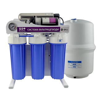 RAIFIL Система зворотного осмосу з насосом 75G на станині 10" Slim BLUE з ультрафіолетом (2795)