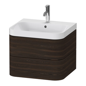 Тумба подвесная с раковиной c-shaped Duravit Happy D.2 Plus 57,5 х 49 см, орех брашированный (HP4345O6969) фото 1 Aquada.com.ua