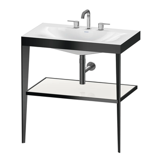 Металлическая консоль с раковиной c-bonded Duravit XViu 80 х 48 х h85 см, чёрный матовый/белый глянцевый (XV4715TB285) фото 1 Aquada.com.ua