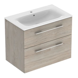 Тумба с раковиной Geberit Selnova Square slim rim 80 см, орех светлый (501.243.00.1)