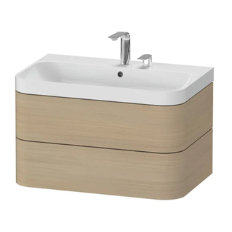 Тумба подвесная с раковиной c-shaped Duravit Happy D.2 Plus 77,5 х 49 см, дуб средиземноморский (HP4347E7171) фото 1 Aquada.com.ua