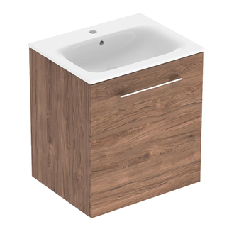 Тумба с раковиной Geberit Selnova Square slim rim 60 см, орех тёмный (501.254.00.1)
