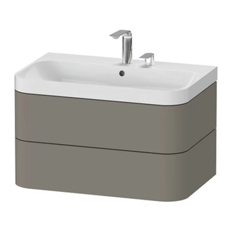 Тумба подвесная с раковиной c-shaped Duravit Happy D.2 Plus 77,5 х 49 см, каменно-серый шелковисто-матовый лак (HP4347E9292) фото 1 Aquada.com.ua