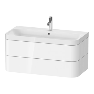 Тумба подвесная с раковиной c-shaped Duravit Happy D.2 Plus 97,5 х 49 см, белый глянец (HP4348E2222) фото 1 Aquada.com.ua
