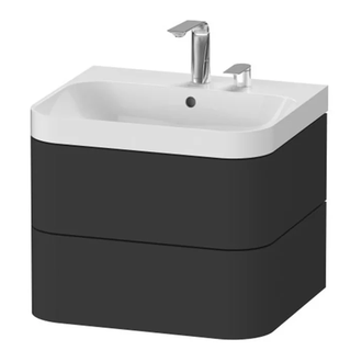 Тумба подвесная с раковиной c-shaped Duravit Happy D.2 Plus 57,5 х 49 см, графит суперматовый (HP4345E8080) фото 1 Aquada.com.ua