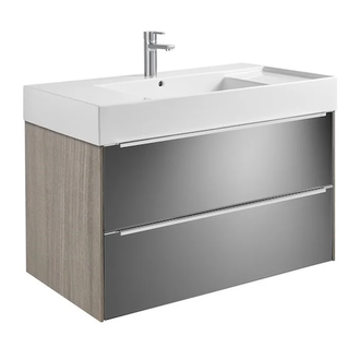Комплект из раковины и тумбы Roca Inspira 1000 х 498 х 674 мм (цвет отделки - 403 city oak / dark mirror) (A851077403) фото 1 Aquada.com.ua