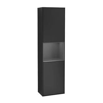 VILLEROY & BOCH FINION шкаф-пенал 41,8*151,6*27см подвесной, петли слева, с функцией Emotion, LED-подсветка, цвет - матовый черный, вставка - Anthracite Matt (G460GKPD) фото 1 Aquada.com.ua