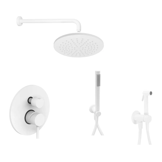 Душевая система скрытого монтажа Paffoni Shower Ø 225 мм + гигиенический душ Paffoni Tweet Round Mix (цвет - белый матовый) (KITLIG018BO+ZDUP110BO) фото 1 Aquada.com.ua