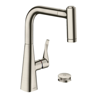 Смеситель для кухни Hansgrohe Metris Select 220 2jet, sBox (цвет - сталь), с вытяжным душем (73805800) фото 1 Aquada.com.ua