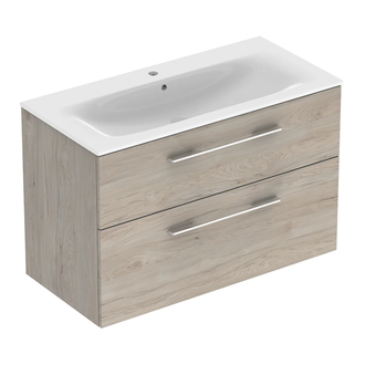 Тумба с раковиной Geberit Selnova Square slim rim 100 см, орех светлый (501.247.00.1)