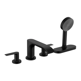Смеситель на борт ванны Hansgrohe Vivenis (цвет - чёрный матовый), с душевым гарнитуром (75444670) фото 1 Aquada.com.ua