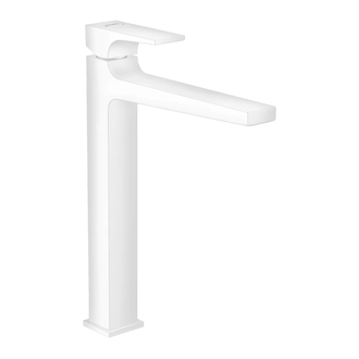 Смеситель для раковины высокий Hansgrohe Metropol (цвет - белый матовый), с донным клапаном Push-Open (32512700) фото 1 Aquada.com.ua
