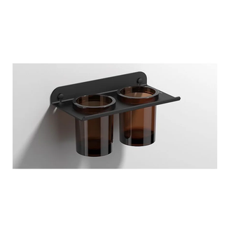Тримач двох склянок Sonia Quick Black 240х131х131 мм алюміній, чорний матовий (185320)
