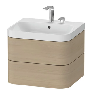 Тумба подвесная с раковиной c-shaped Duravit Happy D.2 Plus 57,5 х 49 см, дуб средиземноморский (HP4345E7171) фото 1 Aquada.com.ua