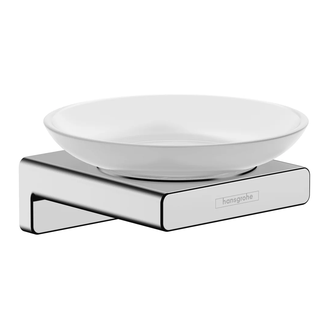Мыльница подвесная Hansgrohe AddStoris, хром/стекло матовое (41746000) фото 1 Aquada.com.ua