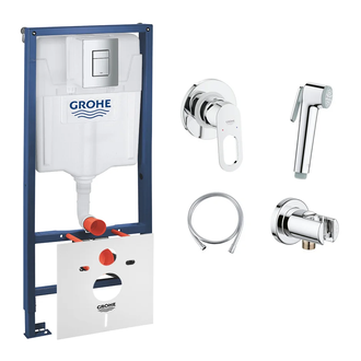 Комплект Grohe инсталляция Rapid SL 38772001 + набор для гигиенического душа со смесителем BauLoop 111042 (38772001111042)