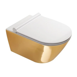 Унитаз подвесной NewFlush (безободковый) Catalano Gold & Silver с сиденьем Soft Close (1VS55NRBO+5SCSTP000) фото 1 Aquada.com.ua