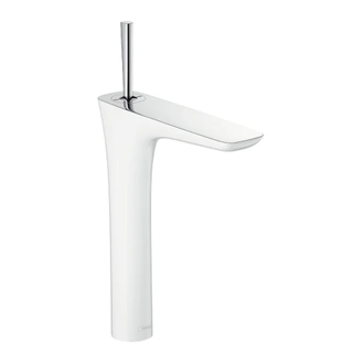 Смеситель для раковины, однорычажный Hansgrohe PuraVida (цвет - белый/хром), с донным клапаном Push-Open Push-Open (15072400) фото 1 Aquada.com.ua
