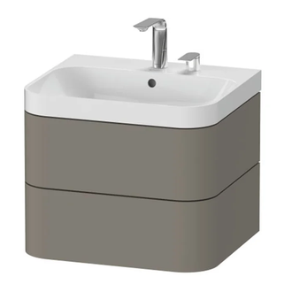 Тумба подвесная с раковиной c-shaped Duravit Happy D.2 Plus 57,5 х 49 см, каменно-серый шелковисто-матовый лак (HP4345E9292) фото 1 Aquada.com.ua