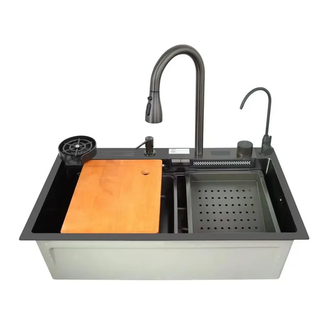 Мийка багатофункціональна Zerix ZH7546-SET-07 DECOR NANO-BLACK з вбудованим змішувачем (ZX5683)