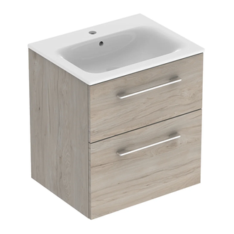 Тумба с раковиной Geberit Selnova Square slim rim 60 см, светлый орех (501.239.00.1)