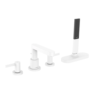 Смеситель на борт ванны Hansgrohe Finoris (цвет - белый матовый), с душевым гарнитуром (76444700) фото 1 Aquada.com.ua