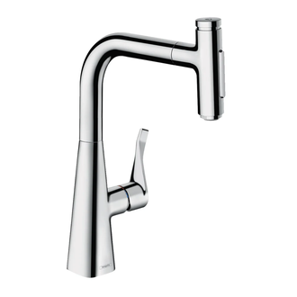 Смеситель для кухни Hansgrohe Metris Select 240 2jet (цвет - хром), с вытяжным душем (73822000) фото 1 Aquada.com.ua