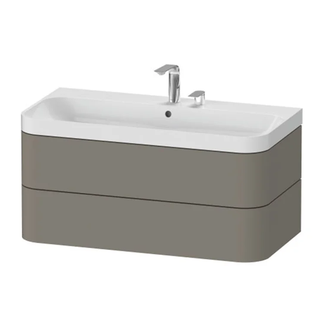 Тумба подвесная с раковиной c-shaped Duravit Happy D.2 Plus 97,5 х 49 см, каменно-серый шелковисто-матовый лак (HP4348E9292) фото 1 Aquada.com.ua