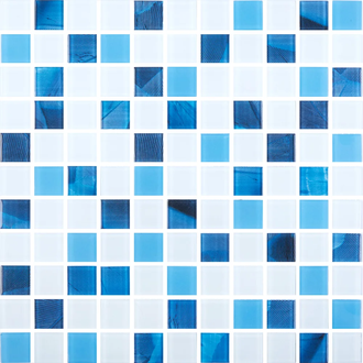 КОТТО КЕРАМІКА Мозаїка скляна GMP 0425018 С3 print 19/blue D mat/white mat 300x300 (кубик 2,5х2,5) Кераміка Лео УКРАЇНА