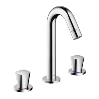 Смеситель для раковины, двухвентильный Hansgrohe Logis (цвет - хром), донным клапаном (71133000) фото 1 Aquada.com.ua