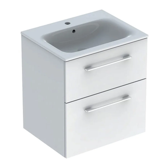 Geberit SELNOVA Square комплект: умывальник встроенный Slim Rim, с тумбой 58,8*50,2см, с 2мя ящиками, цвет белый глянец (501.236.00.1)