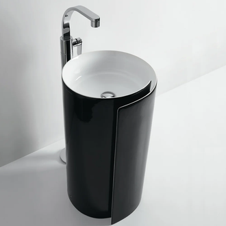 Раковина напольная Flaminia Monoroll Bianco/Nero Ø44 х h85 см (MR44C/BIANCO/NERO) фото 1 Aquada.com.ua