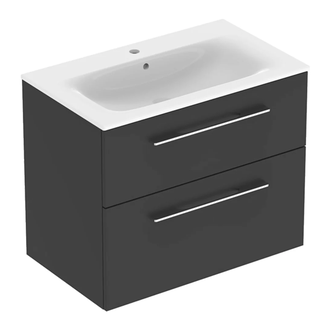 Тумба с раковиной Geberit Selnova Square slim rim 80 см, лава матовая (501.241.00.1)