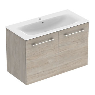 Тумба с раковиной Geberit Selnova Square slim rim 100 см, орех светлый (501.263.00.1)